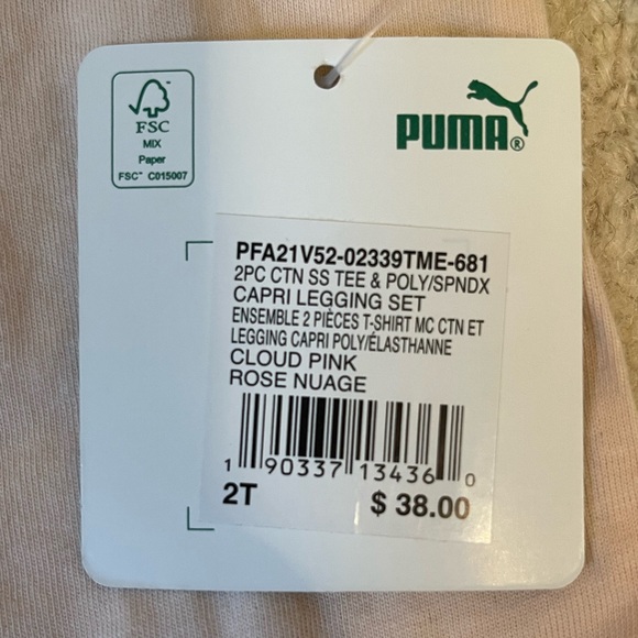 Baby Girl Puma Athletic Set, 2T - Picture 2 of 3